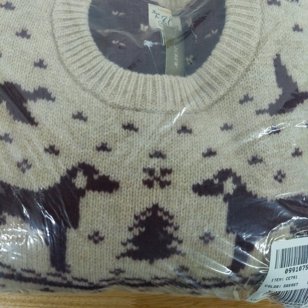 NWT J Crew 100% Lambs Wool Fair Isle Duck Labrador Dog Christmas Hunting Sweater - Picture 5 of 5